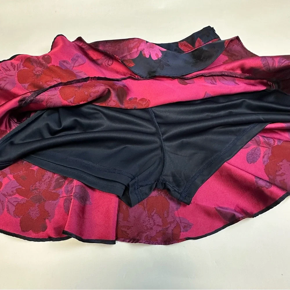 Lucy Paris Floral Navy Blue Pink Ruffle Mini Skirt Skort Large - Picture 6 of 12